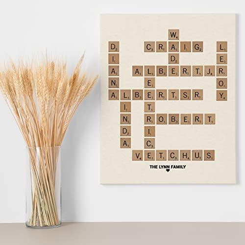 Personalized Family Scrabble Wooden Framed Canvas Wall Art
